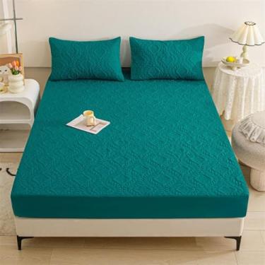Imagem de Lençol com elástico alto, lençol de cama, protetor de colchão coleção de hotel, ultramacio e lavável, para sofás e colchões ajustáveis - verde||180 * 220 cm