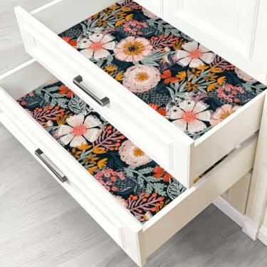 Imagem de Luvdecor Forro de prateleira para cozinha, forro de armário autoadesivo, papel de contato floral, forro de gaveta antiderrapante, papel de parede para bancada, cômoda, despensa, 45 x 199 cm
