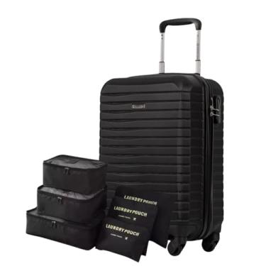 Imagem de Mala de Bordo 10kg em ABS para Cabine com Kit Organizador 6 Peças (ABS, Deluxe Preto)