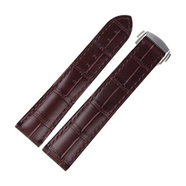 Imagem de AHGDDA Pulseira de relógio de luxo para pulseira Omega Seamaster, pulseira de couro legítimo, fivela de implantação, ferramenta de substituição, peças de acessórios de relógio (marrom, 20 mm)