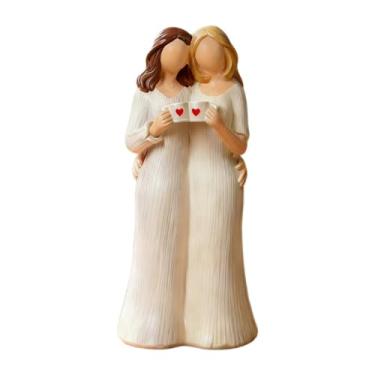 Imagem de Generic Estatueta de irmã, presente de amizade, artesanato, decoração para casa, escultura moderna, estátua de resina pintada à mão para meninas e mulheres.