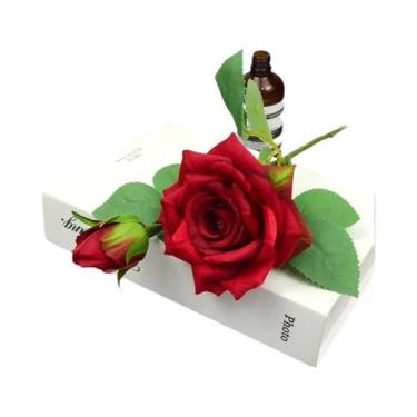 Imagem de Grandes Rosas De Seda Flores Artificiais Ramo Vaso Decoração De Casa C