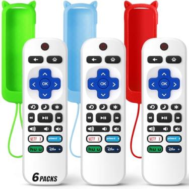 Imagem de (Pacote com 3) Controle remoto de substituição apenas para TV Roku com capa protetora de silicone macio (brilha no escuro), controle remoto universal para Smart TV TCL/Onn/Hisense/Sharp/Element