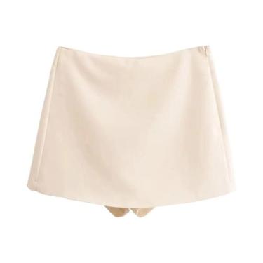 Imagem de Saia Short Feminina De Cintura Alta, Casual, Com Zíper Lateral, Mini V