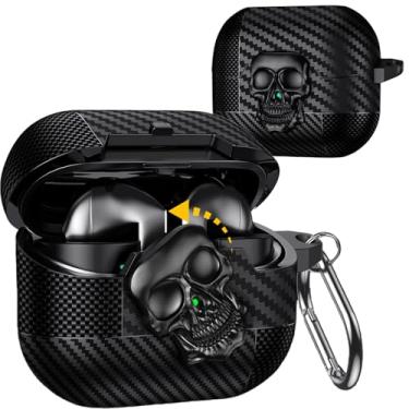Imagem de Fofvccv Capa masculina para Samsung Galaxy Buds 3/Galaxy Buds 3 Pro, capa de esqueleto rígida à prova de choque para Galaxy Buds 3/3 Pro KLT preta