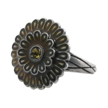 Imagem de Anel De Metal Ajustável Masculino Com Pedra Preciosa Crisântemo Dark S