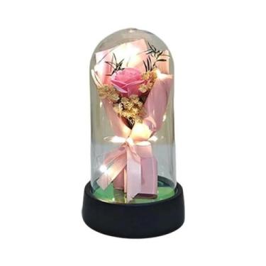Imagem de Conjunto De Luz LED Rosa Eterna Com Capa De Acrílico, Flor De Sabão, P
