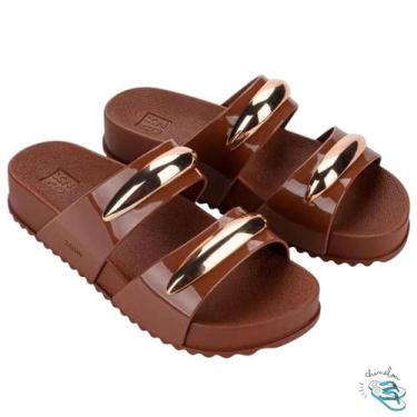 Imagem de Sandalia Chinelo Slide Papete Feminina Zaxy Metal Lançamento Novidade 
