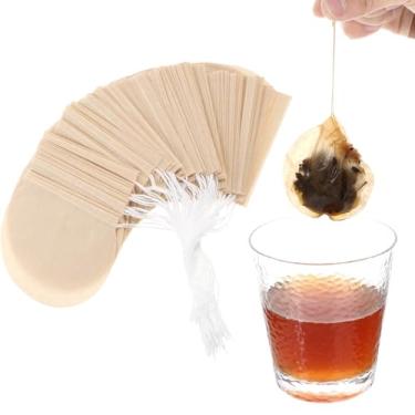 Imagem de YBEATY 200 saquinhos de chá para chá de folhas soltas redondas naturais sacos de filtro de chá descartáveis, material de papel de polpa de madeira, sachês de infusor de chá vazios com cordão para café