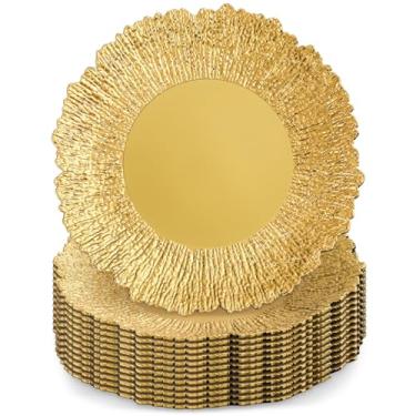 Imagem de Widecook 12 placas de carregamento a granel para carregadores de casamento, 33 cm, reutilizáveis, pratos de servir redondos, carregadores de mesa para catering, festa familiar, restaurante, artigos de