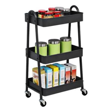 Imagem de Prateleira Carrinho Organizador De Metal Multiuso  3 Andares - 46*30*7