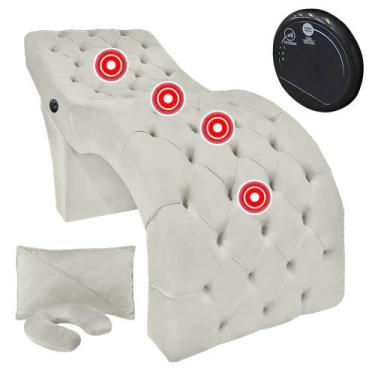 Imagem de Maca Estética com Massagem para Cílios Design Salão Estofada Veludo Be