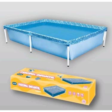 Imagem de Piscina Retangular com Armação, 1000 Litros, Azul, Estrutura em Metal