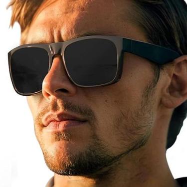 Imagem de Óculos de Sol Quadrado Masculino Feminino Polarizado Proteção UV400 Gr