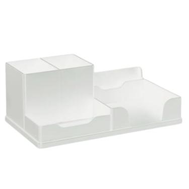 Imagem de Organizador de Mesa Porta Treco Caneta Lápis Escritório 5 Compartimentos Multiuso Branco caixas(RF1 BRANCO)