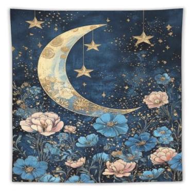 Imagem de Tapeçaria de Halloween assustadora bruxa no balanço árvore nua lua cheia pano de fundo escuro decoração de parede sala de estar quarto decoração de casa exclusivo tecido pendurado tapeçaria 152 x 152