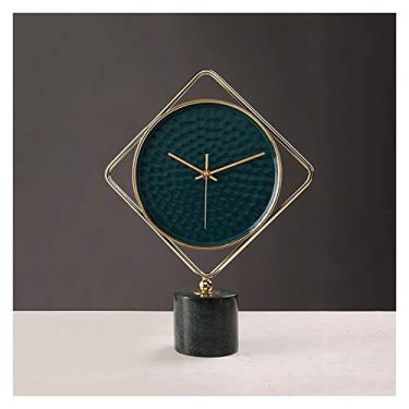 Imagem de Relógios de mesa para casa balanço relógio de mesa sala de estar relógio de mesa de metal criativo com base de mármore, relógio de mesa de lado único alimentado por bateria de carbono relógio de mesa