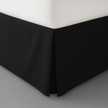 Imagem de Saia para cama queen LUX Decor 40,6 cm - Saia de cama plissada de microfibra escovada - ajuste fácil, resistente a rugas e desbotamento (Queen, preto)