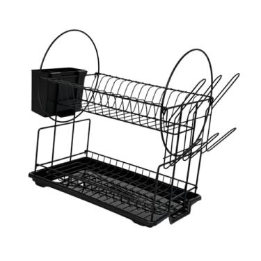 Imagem de Bothyi Escorredor de Louças, Organizador de Pratos, Versátil e Compacto com 2 Níveis e Porta-Utensílios para Cozinha de Apartamento Casa, Grande