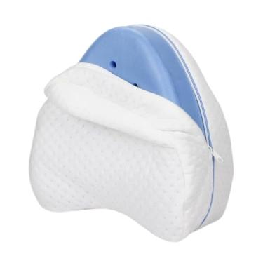 Imagem de Almofada Apoio Pernas e Joelhos Espuma de Memória Formato Ergonômico Ventilado Capa Removível