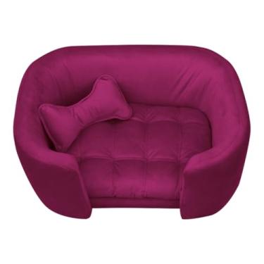 Imagem de Poltrona Pet Conforto Luxo | Cama Sofá Cachorro e Gato | Lavável veludo preto(marsala)