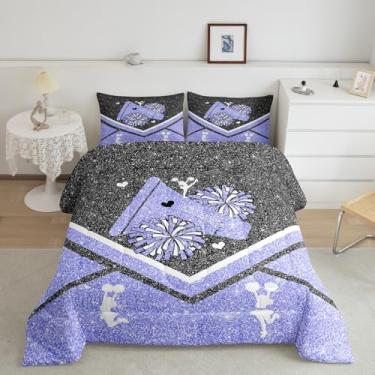 Imagem de Castle Fairy Conjunto de edredom Cheer tamanho casal, para meninas, ginástica, dançarina, estampa de líder de torcida, edredom acolchoado para crianças, adolescentes, mulheres, academia, líder de