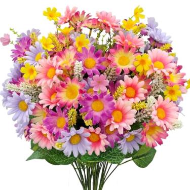 Imagem de Guagb Margaridas artificiais para decoração, 4 peças, margaridas, flores artificiais de seda, flores artificiais para vaso, decoração de casa, arranjo de flores para mesa de festa de casamento (2