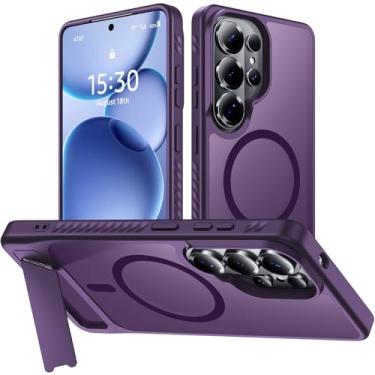 Imagem de Capa para Samsung Galaxy S26 Ultra com suporte, 1 protetor de tela, [compatível com Magsafe] Proteção de grau militar fosco translúcido, capa de telefone magnética para Samsung Galaxy S26 Ultra, 17,5