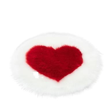 Imagem de Tapete redondo em forma de coração para sala de estar, tapetes fofos, tapetes decorativos para quarto (branco vinco, 2GG)