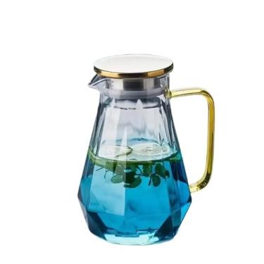 Imagem de Utensílios para servir bebidas 1 pç chaleira de vidro quente e fria chaleira de café transparente jarro de bebida doméstico jarra de vidro com alça garrafa de água (azul)
