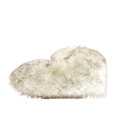 Imagem de Tapete de coração para quarto fofo e felpudo tapete felpudo tapete felpudo decoração de sofá tapete de pelúcia (preto em branco, P)