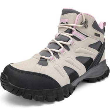 Imagem de R CORD Botas de caminhada femininas à prova d'água femininas para caminhada com suporte no tornozelo, botas de caminhada duráveis para atividades ao ar livre, botas de montanhismo femininas, Cinza, 35