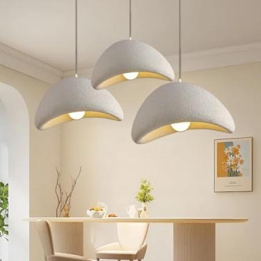 Imagem de Luminária Pendente para Mesa de Jantar, Estilo Japonês Wabi-Sabi, Soquete E27, Polietileno Branco, Altura Ajustável, Lustre Moderno e Criativo para Sala de Estar, Sala de Jantar e Cozinha (B