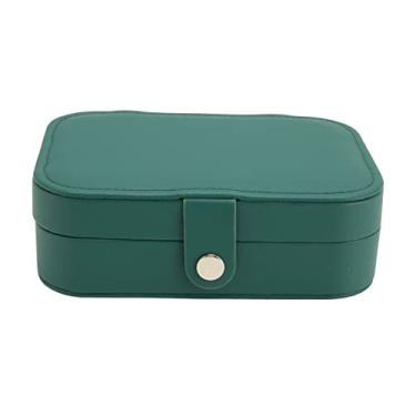 Imagem de Ainoli caixa de jóias feminina viagem portátil elegante couro do plutônio anéis brincos colar organizadores de armazenamento caso verde