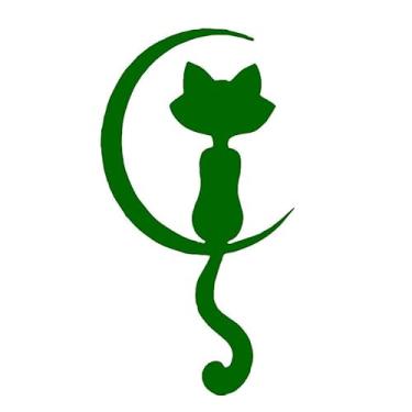 Imagem de Adesivo de Parede Gato na Lua, Decorativo para Porta e Box, Preto, 65x35cm, Design Silhueta (verde)