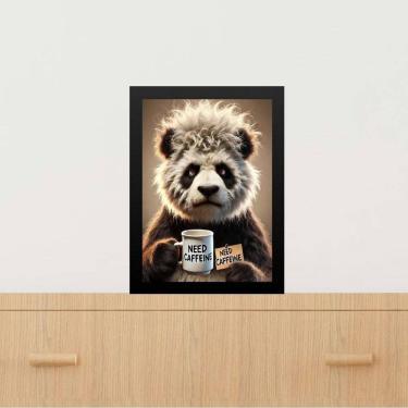 Imagem de Quadro Decorativo Café Panda - Preciso Cafeína 33X24Cm Vidro