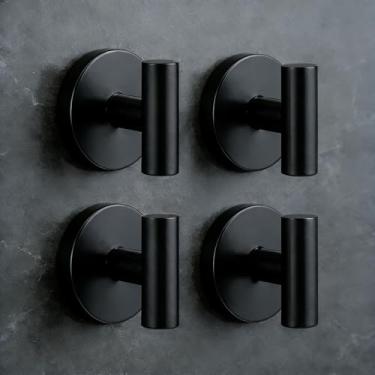 Imagem de Ganchos de chuveiro para chuveiro interno, ganchos de toalha removíveis e reutilizáveis sem perfuração para banheiro, ganchos de ventosa resistentes para janela de vidro, 4 pacotes (preto)