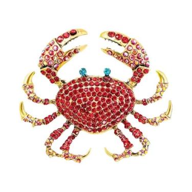 Imagem de Broche De Caranguejo Com Strass Unissex Feminino, Joia De Animal Marin
