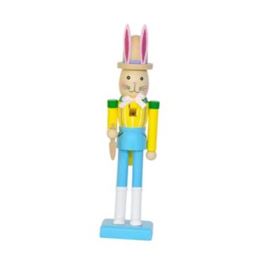 Imagem de XLWLLNJ Quebra-nozes Da Páscoa, Enfeite de Mesa de 25cm, Figura de Quebra-Nozes de Madeira, Estátua de Madeira, Escultura de Animal, Azul Amarelo, Tamanho real