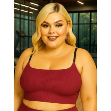 Imagem de Sutiã Plus Size Tecido Canelado Top Grande - c1 - FELÍCIA, Vinho, 50