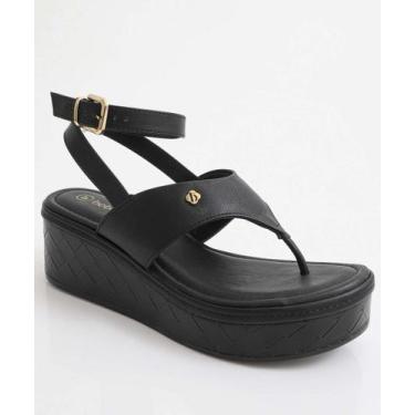 Imagem de Sandália Feminina Flatform Bebecê Preto-11062, 35, Preto