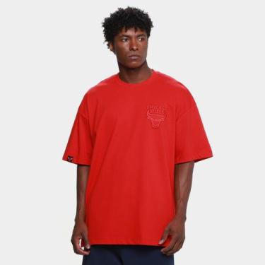 Imagem de Camiseta NBA Mitchell & Ness Faux Emboss Masculina, Vermelho, G