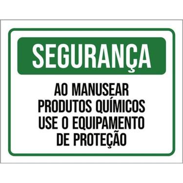 Imagem de Kit 3 Placas Segurança Manusear Produtos Químicos 36X46