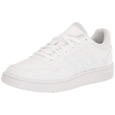 Imagem de adidas Originals Tênis masculino Hoops 3.0, branco/preto, tamanho 38, branco/preto, 7.5