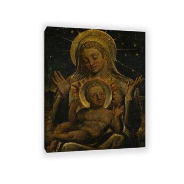 Imagem de Zeichn8u Virgem e criança William Blake arte de parede em tela famosa reprodução de pintura a óleo decoração de casa William Blake pôster elegante decoração de parede para sala de estar moldura 65 x
