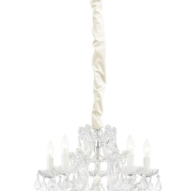 Imagem de StangH Capa para lustre – 121 cm, durável, ajustável, para decoração de casa, ótimo para lâmpadas para TV/PC, computador/escritório/entretenimento doméstico, 1 peça, marfim