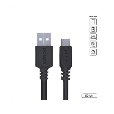 Imagem de Cabo Usb A 2.0 Para Usb Tipo C Para Celular Smartphone 50cm Preto - Puacp-05