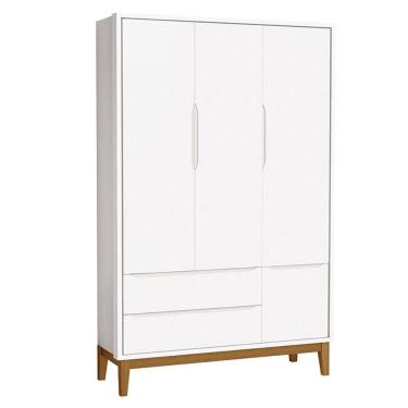 Imagem de Guarda Roupa Infantil New Classic 3 Portas Branco Com Pés Madeira - Reller