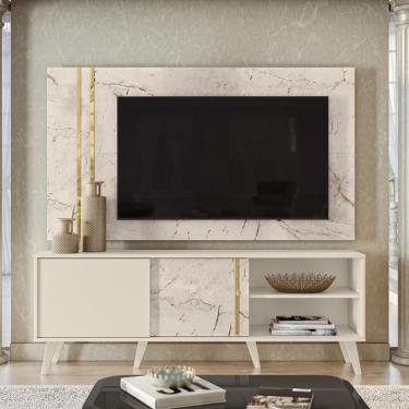 Imagem de Rack Bancada E Painel Para Tv De 60 Polegadas Cronos - Calacata Off White