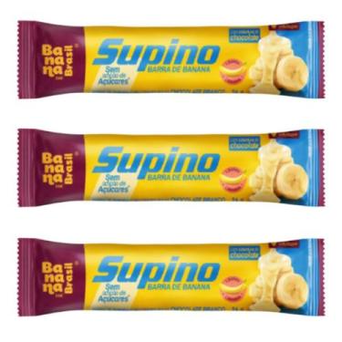 Imagem de Kit 3 Barra Banana Zero Chocolate Branco 24G Banana Brasil